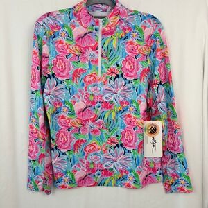 Gottex Studio Floral 1/4 Zip Pullover Size Medium Multicolor NWT